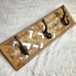 Wooden Woven Farmhouse Coat Rack